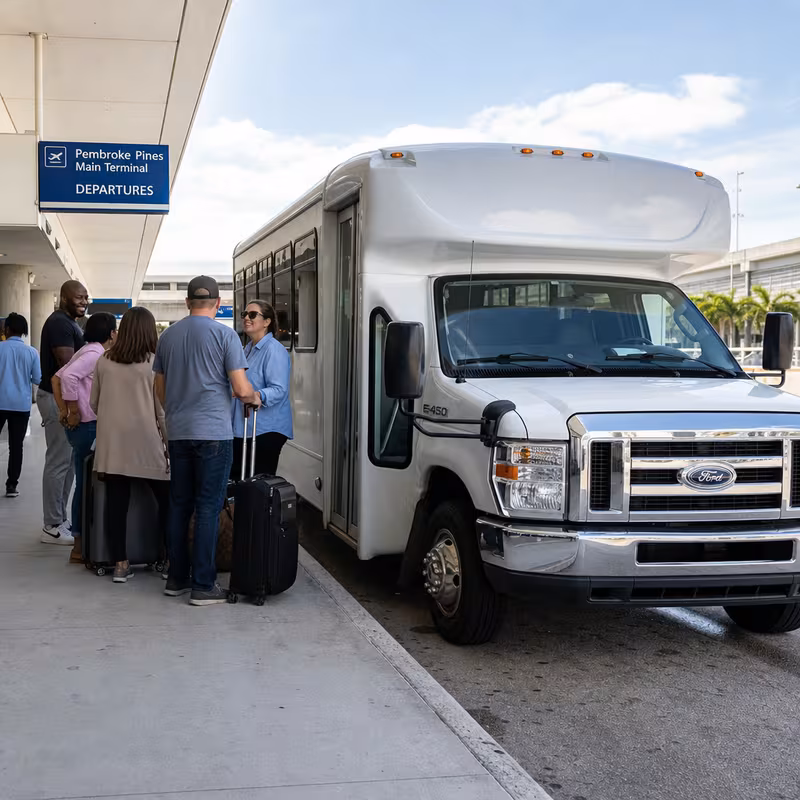 Black Mercedes Sprinter van staged for an Pembroke Pines Airport Transportation group
