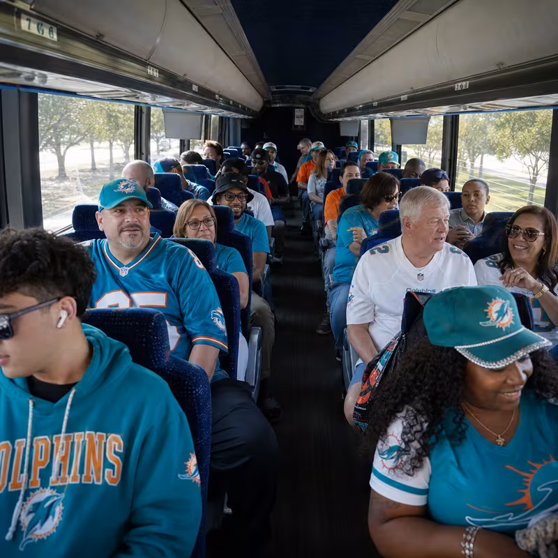 Passenger seating aboard a Pembroke Pines party bus rental