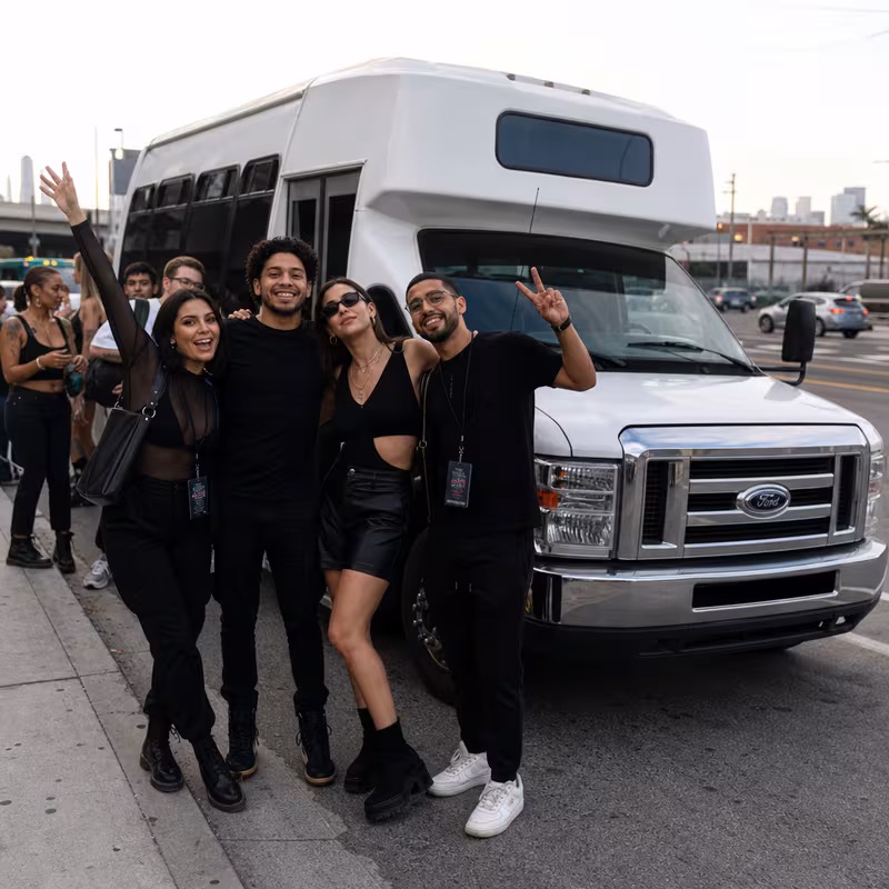 Black Mercedes Sprinter van staged for an Pembroke Pines Concert Transportation group