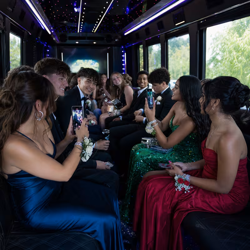 Black Mercedes Sprinter van staged for an Pembroke Pines Prom & Homecoming Transportation group