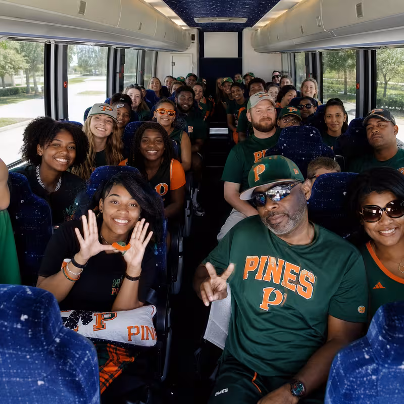Black Mercedes Sprinter van staged for an Pembroke Pines Sporting Event Transportation group