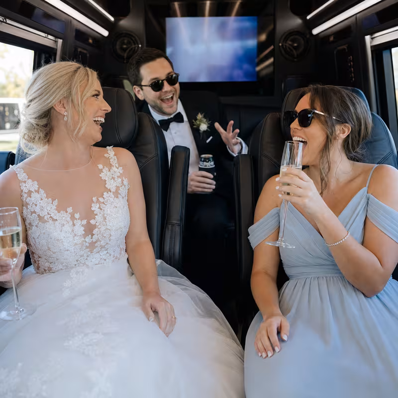 Black Mercedes Sprinter van staged for an Pembroke Pines Wedding Transportation group